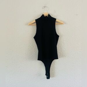 Re/Done Hanes Black Sleeveless Mockneck Bodysuit
